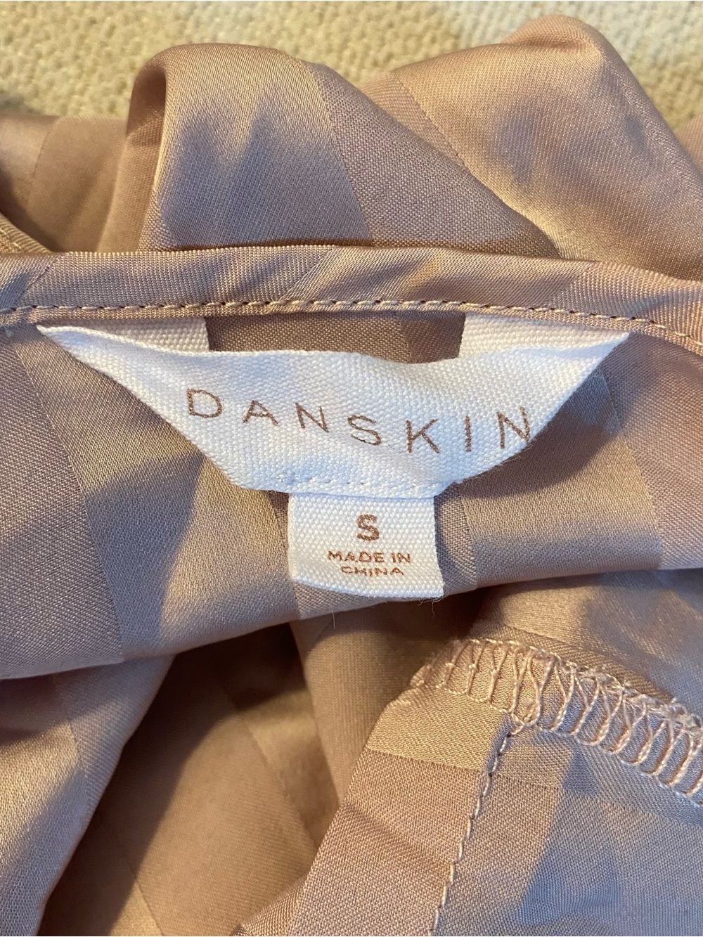 Pink Mauve Striped Satin Slip Dress, Small - Picture 3 of 3